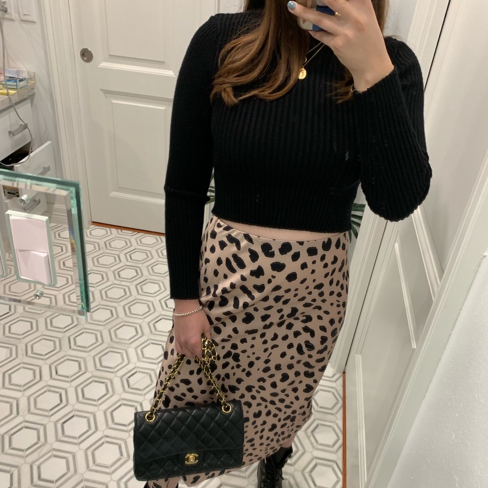 SPOT ON Leopard Print Midi Satin Skirt - Picture 2 of 7